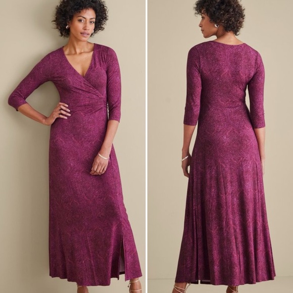 Soft Surroundings Hyannis Maxi Dress in Tapestry Multi Purple Color - S - Picture 1 of 7